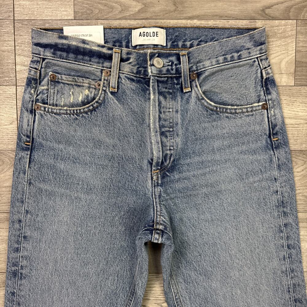 AGOLDE Parker Easy Straight Leg Jeans Button Fly Facade Medium Wash sz 23 - Picture 3 of 9